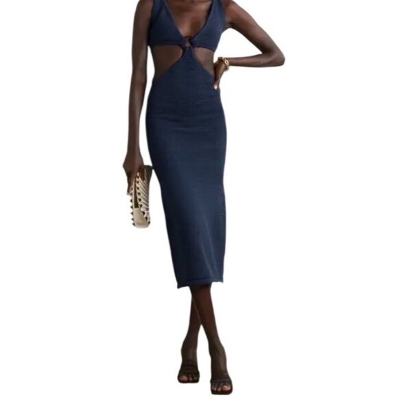 Cult Gaia Bank Embellished Cutout Cotton-Blend Midi Dress Medium New With Tags - Picture 7 of 16